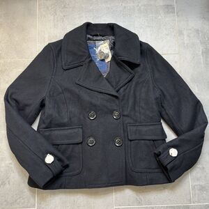 American Eagle Women’s L Black Wool Pea Coat Double Breasted Preppy Y2K NWT